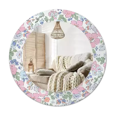 Miroir rond imprimé Petites fleurs colorées