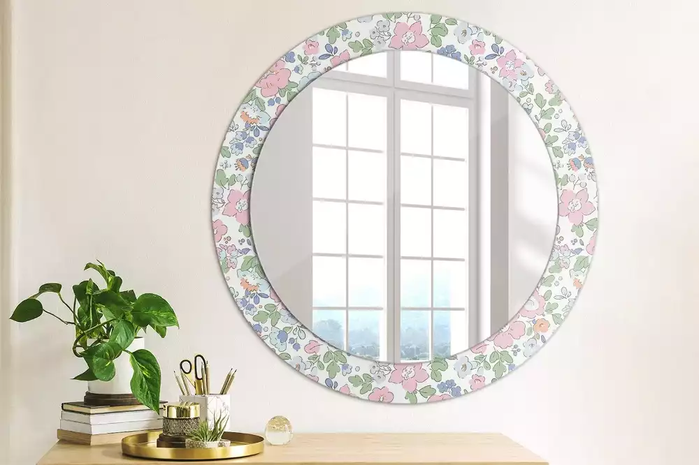 Miroir rond imprimé Petites fleurs colorées