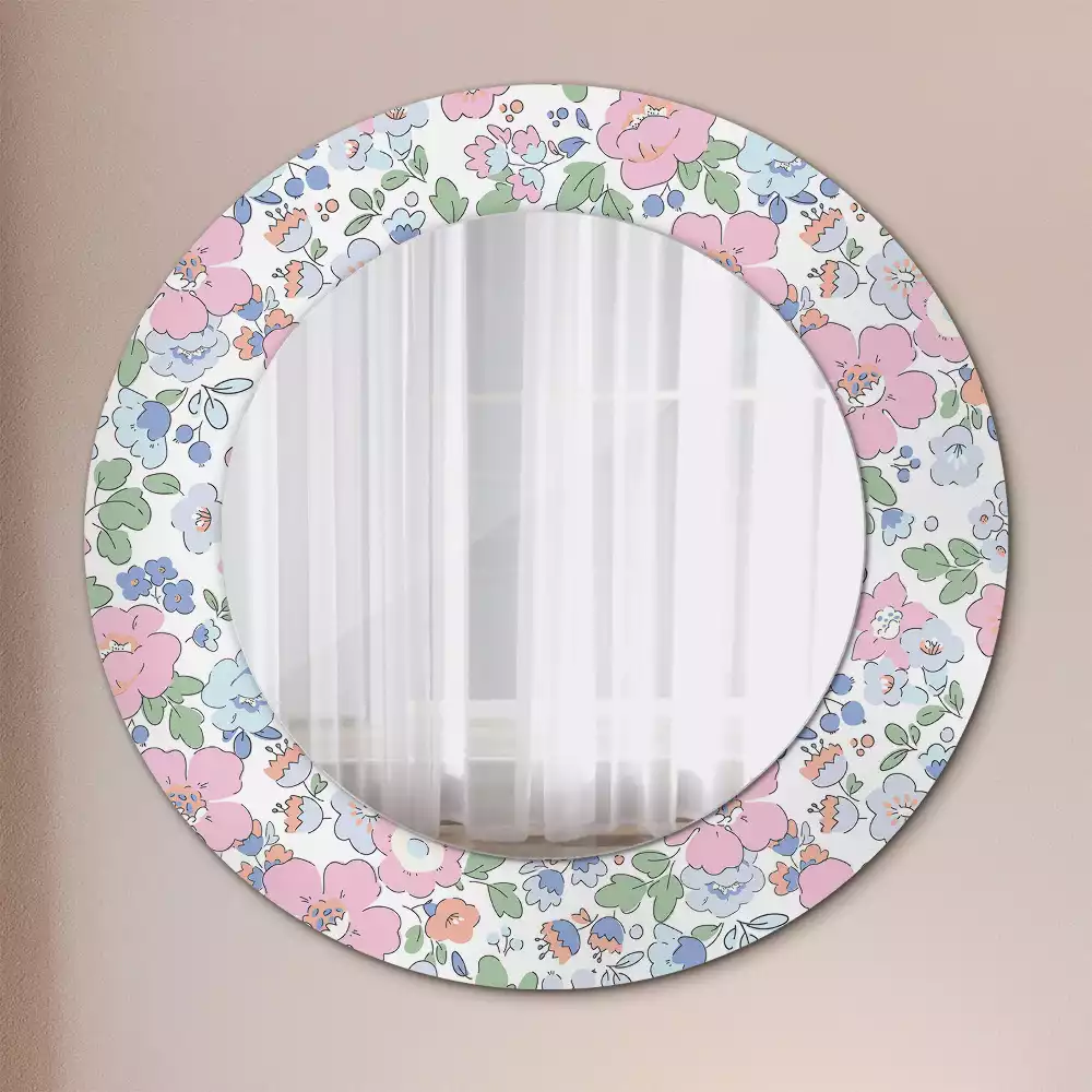 Miroir rond imprimé Petites fleurs colorées