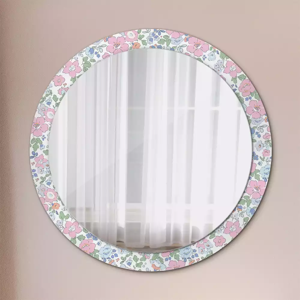 Miroir rond imprimé Petites fleurs colorées