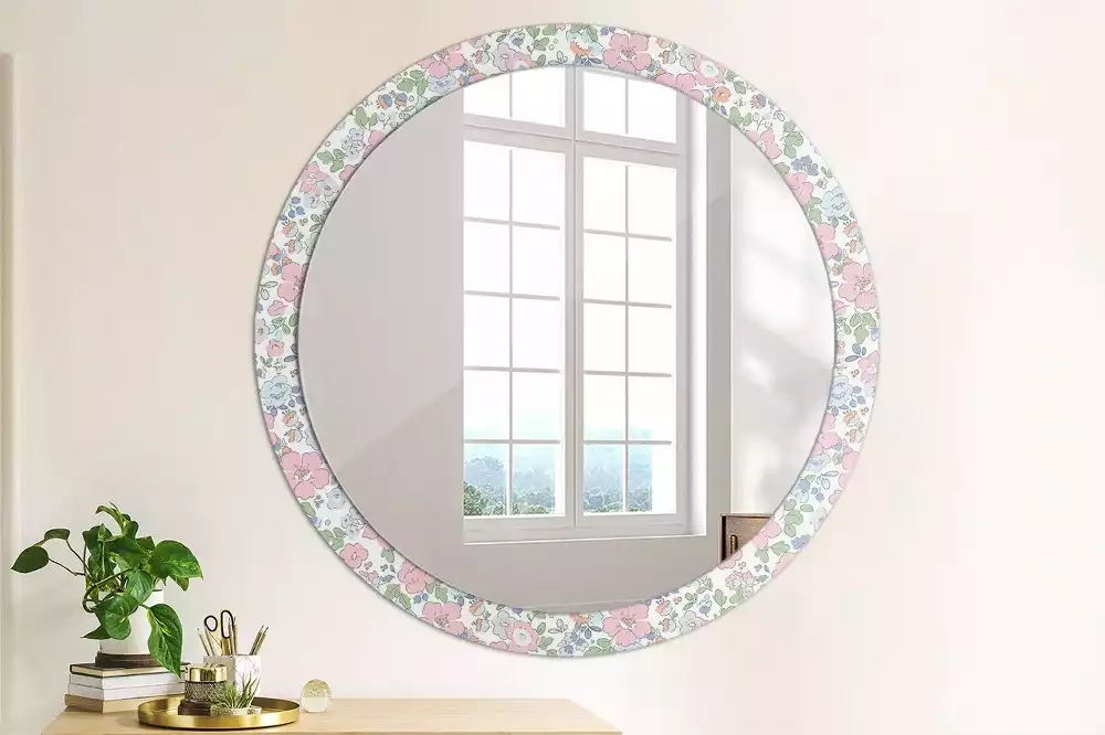 Miroir rond imprimé Petites fleurs colorées