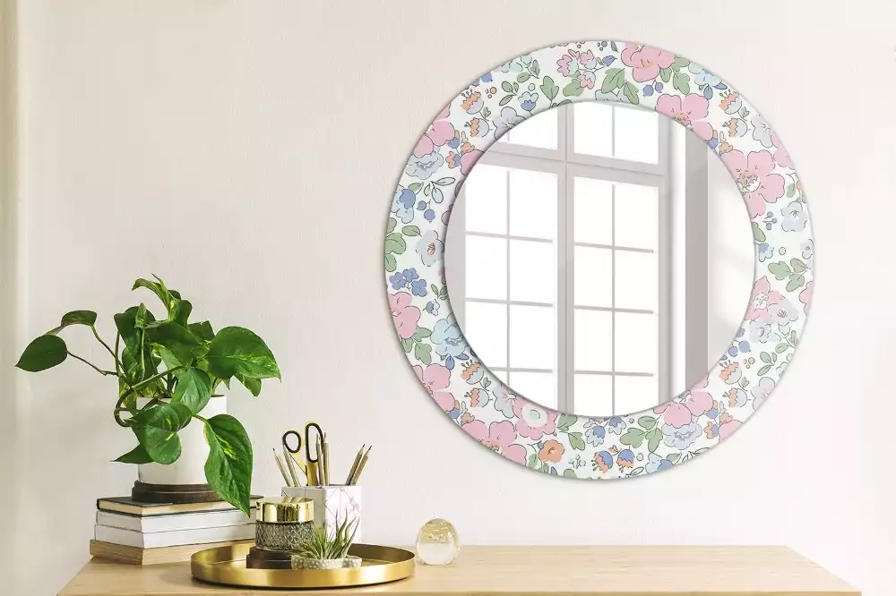 Miroir rond imprimé Petites fleurs colorées
