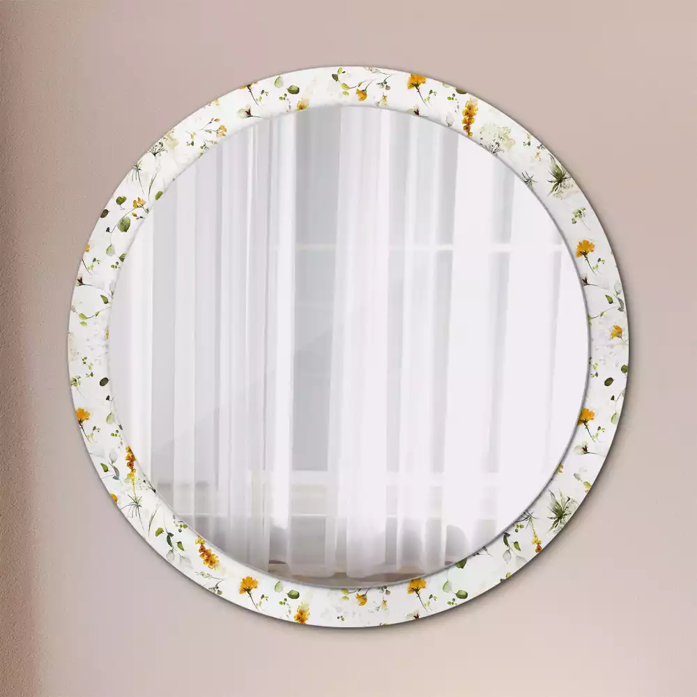 Miroir rond avec décoration Fleurs des champs