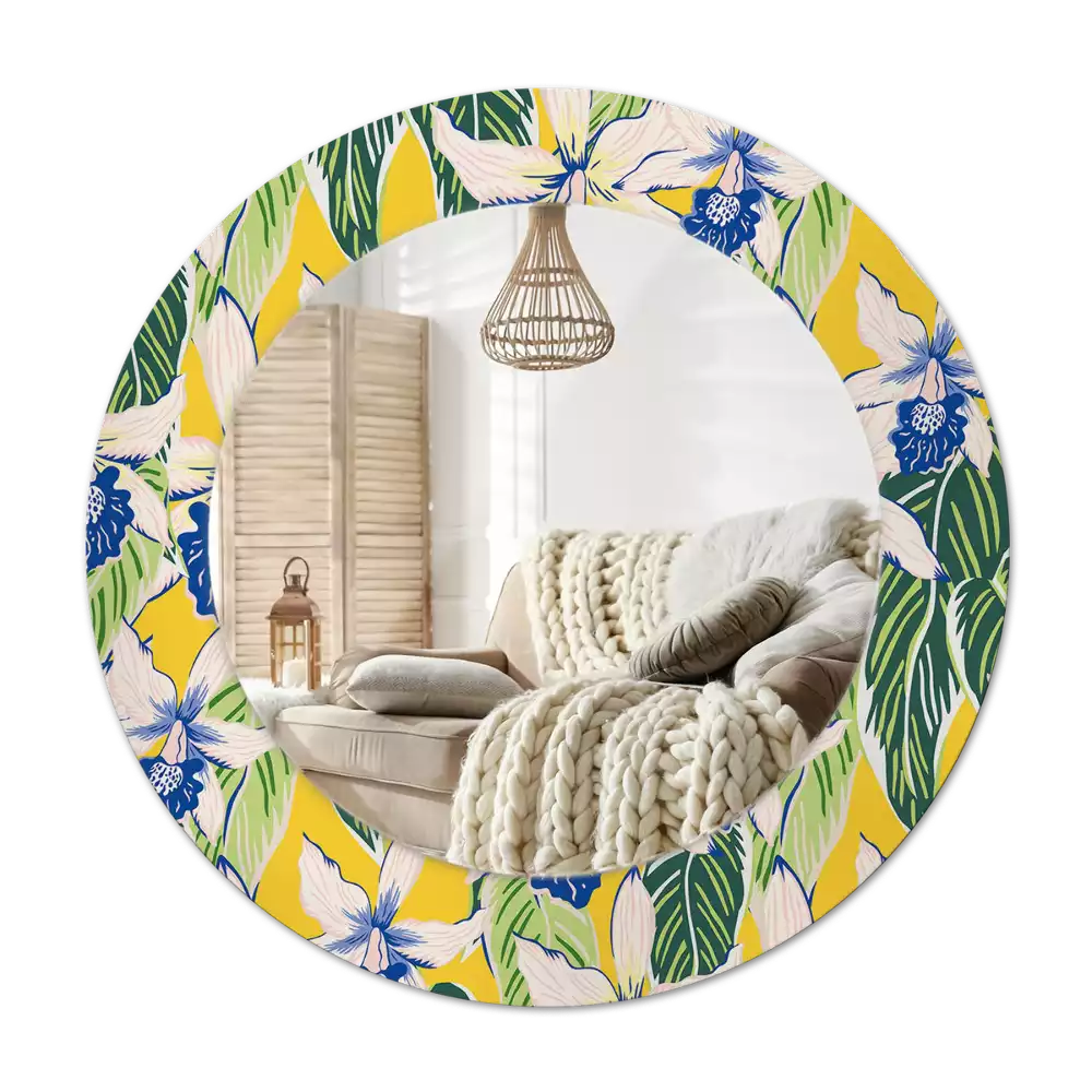 Miroir rond imprimé Orchidées