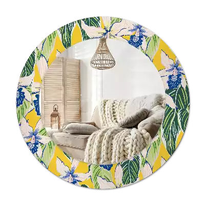 Miroir rond imprimé Orchidées