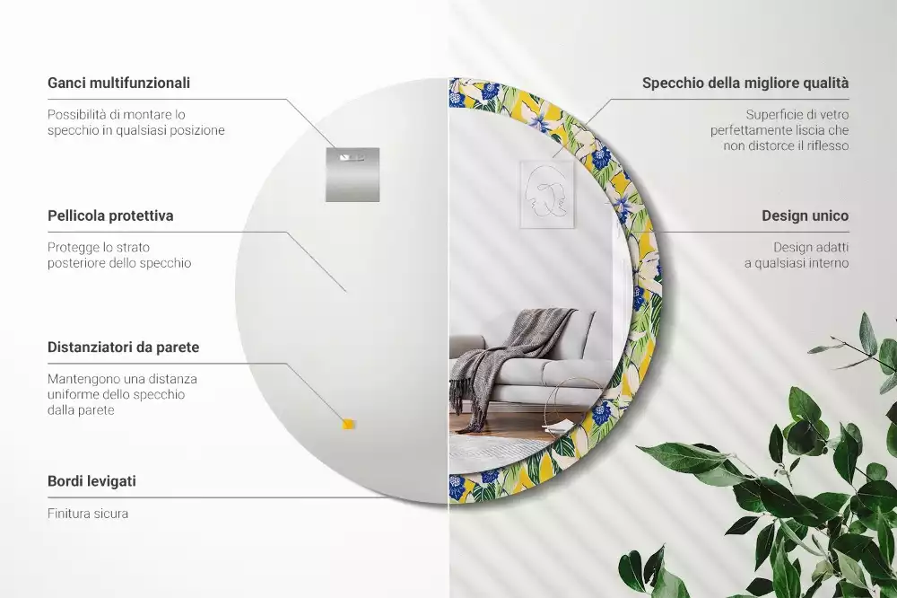 Miroir rond imprimé Orchidées