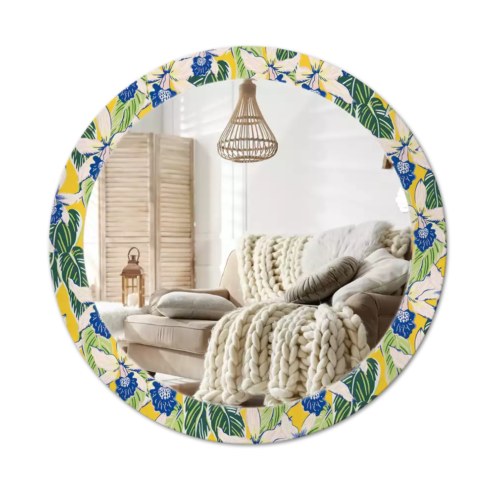 Miroir rond imprimé Orchidées