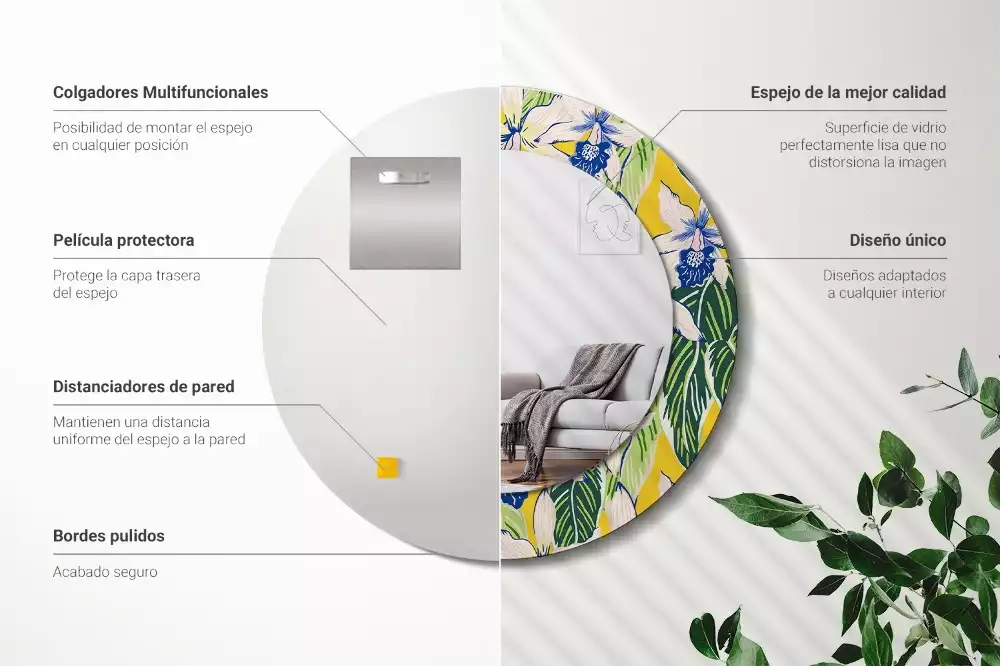 Miroir rond imprimé Orchidées