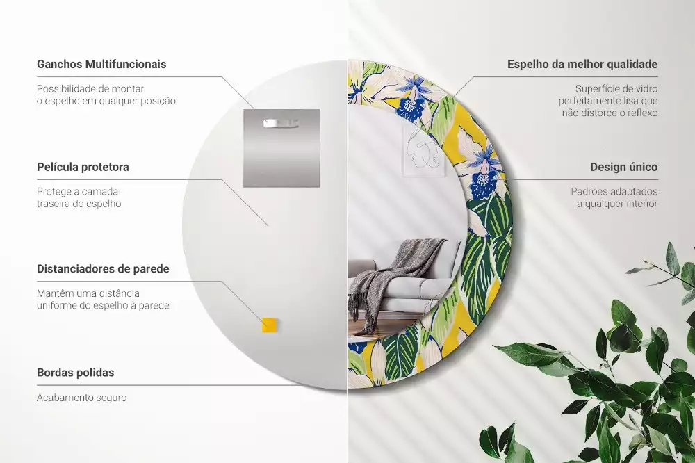 Miroir rond imprimé Orchidées