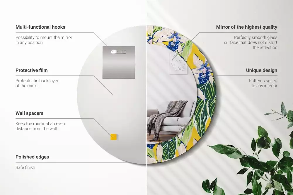 Miroir rond imprimé Orchidées