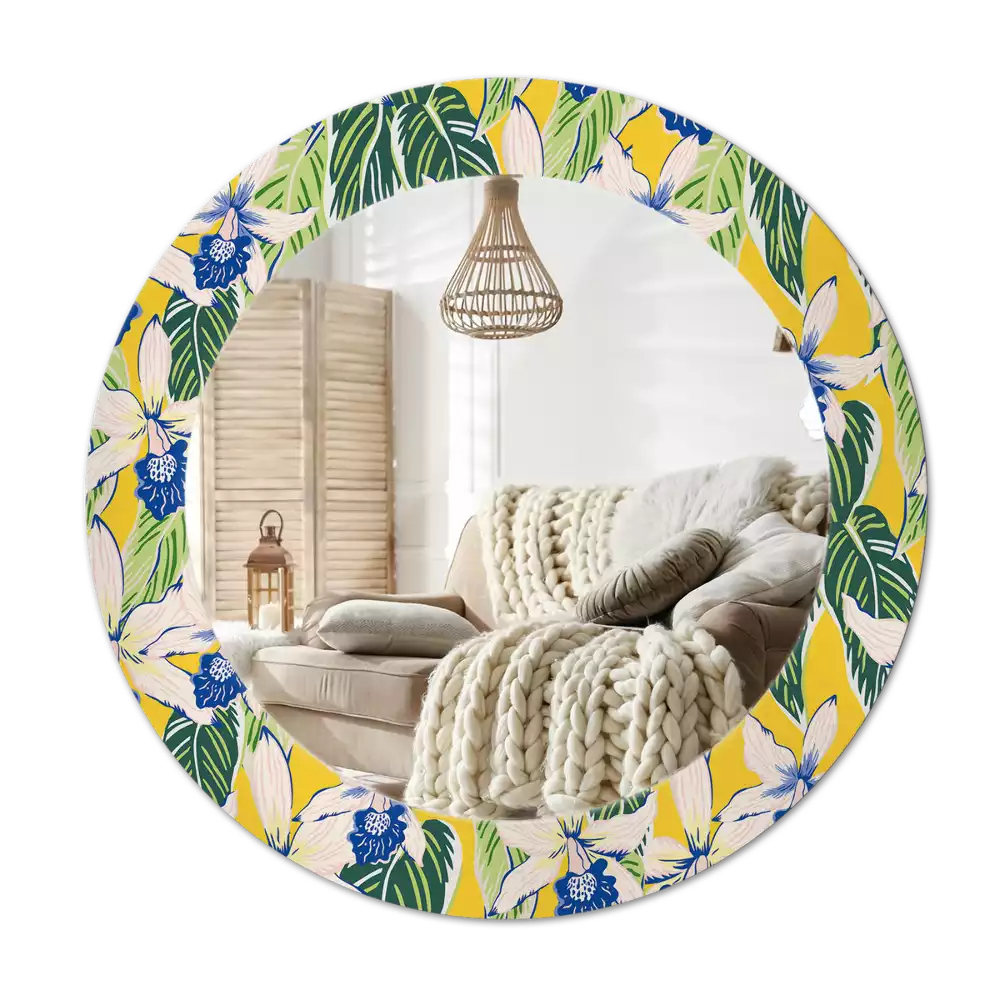 Miroir rond imprimé Orchidées