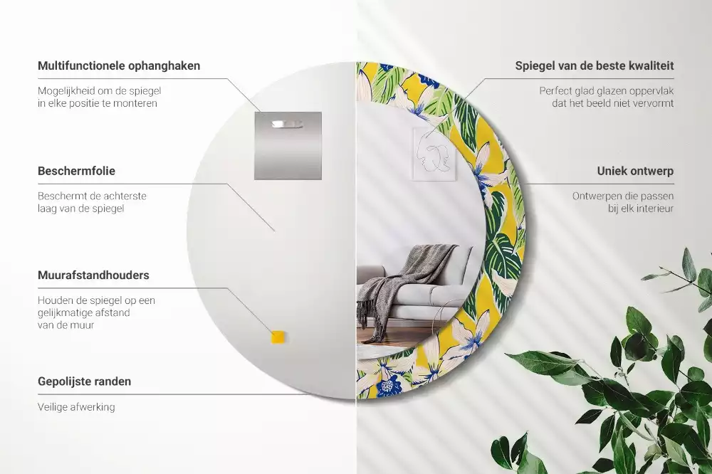 Miroir rond imprimé Orchidées