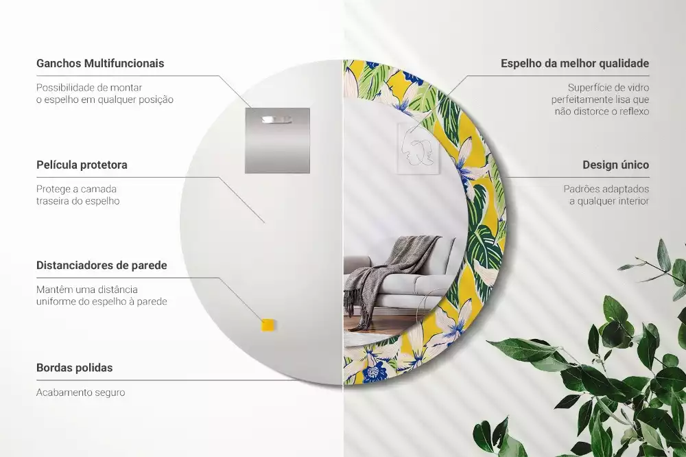 Miroir rond imprimé Orchidées