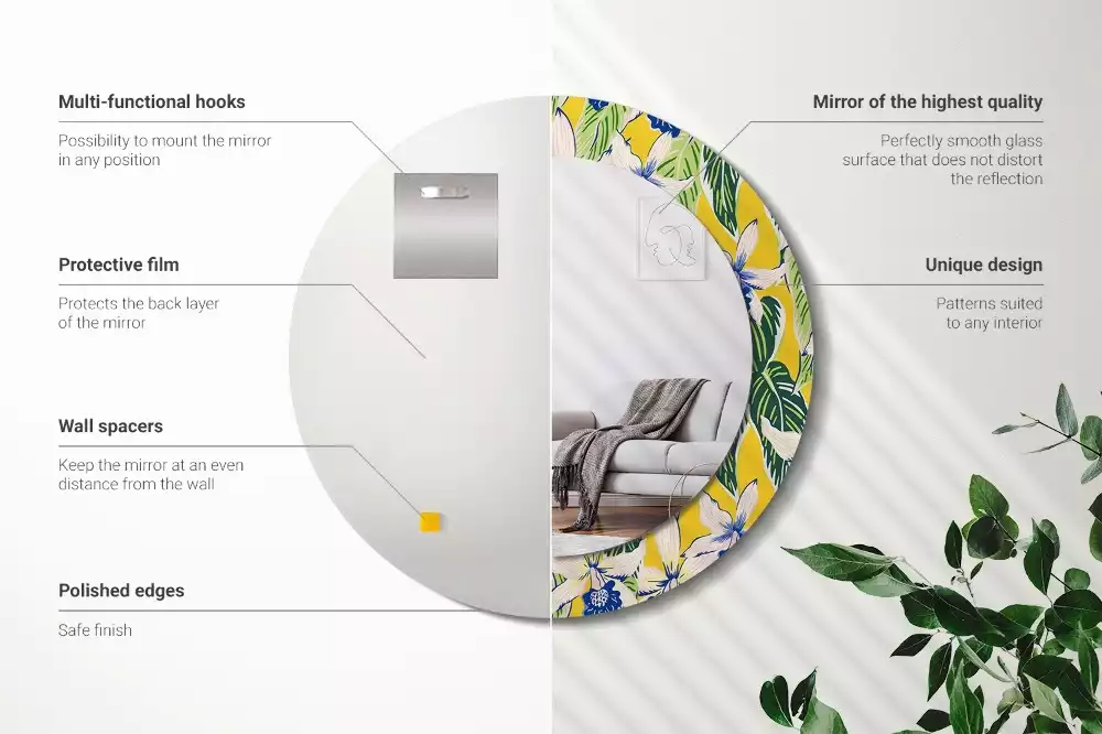 Miroir rond imprimé Orchidées