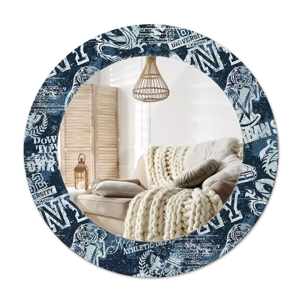 Miroir rond avec décoration Collage New York