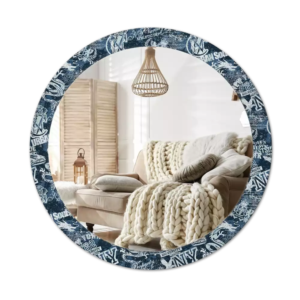 Miroir rond avec décoration Collage New York