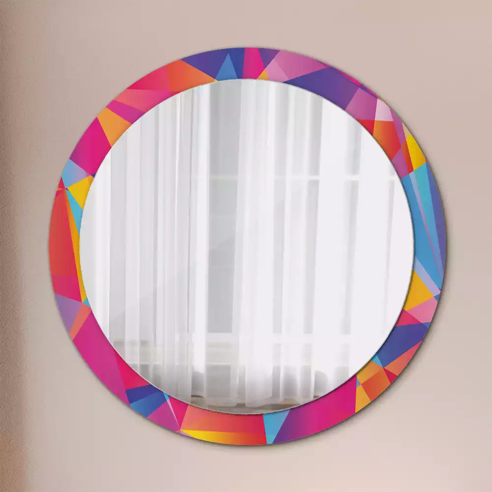 Miroir rond cadre avec impression Composition géométrique