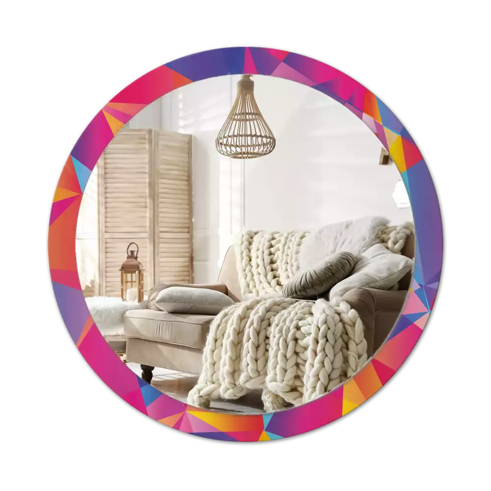 Miroir rond cadre avec impression Composition géométrique