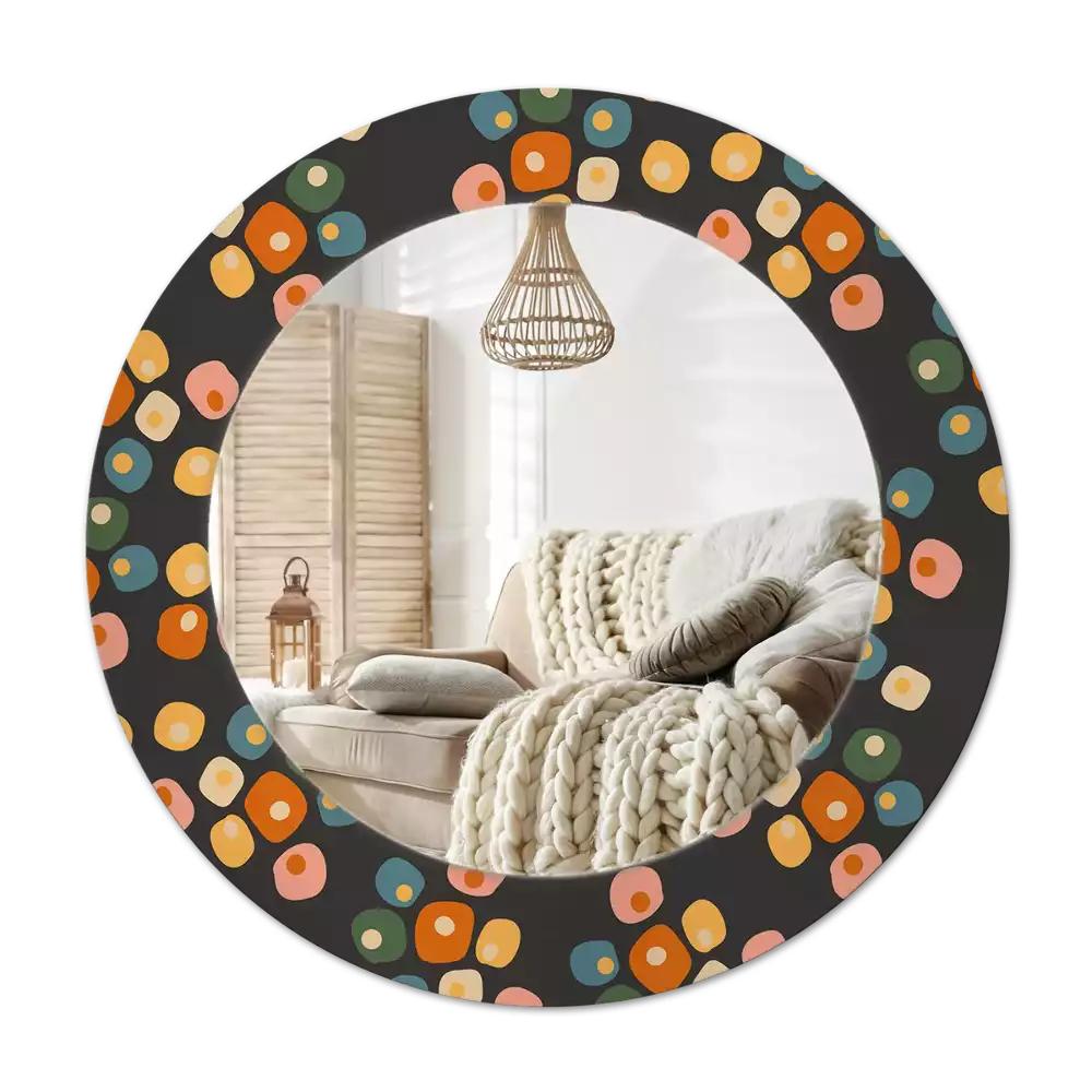 Miroir rond imprimé Pois floraux