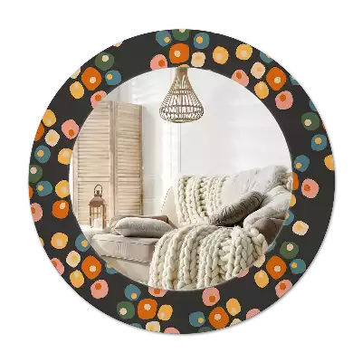 Miroir rond imprimé Pois floraux