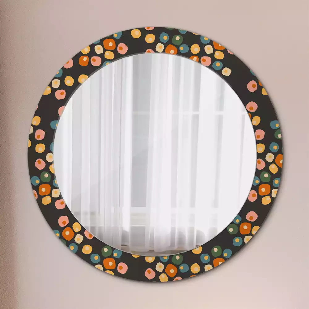 Miroir rond imprimé Pois floraux