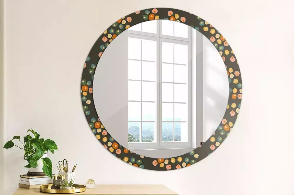 Miroir rond imprimé Pois floraux