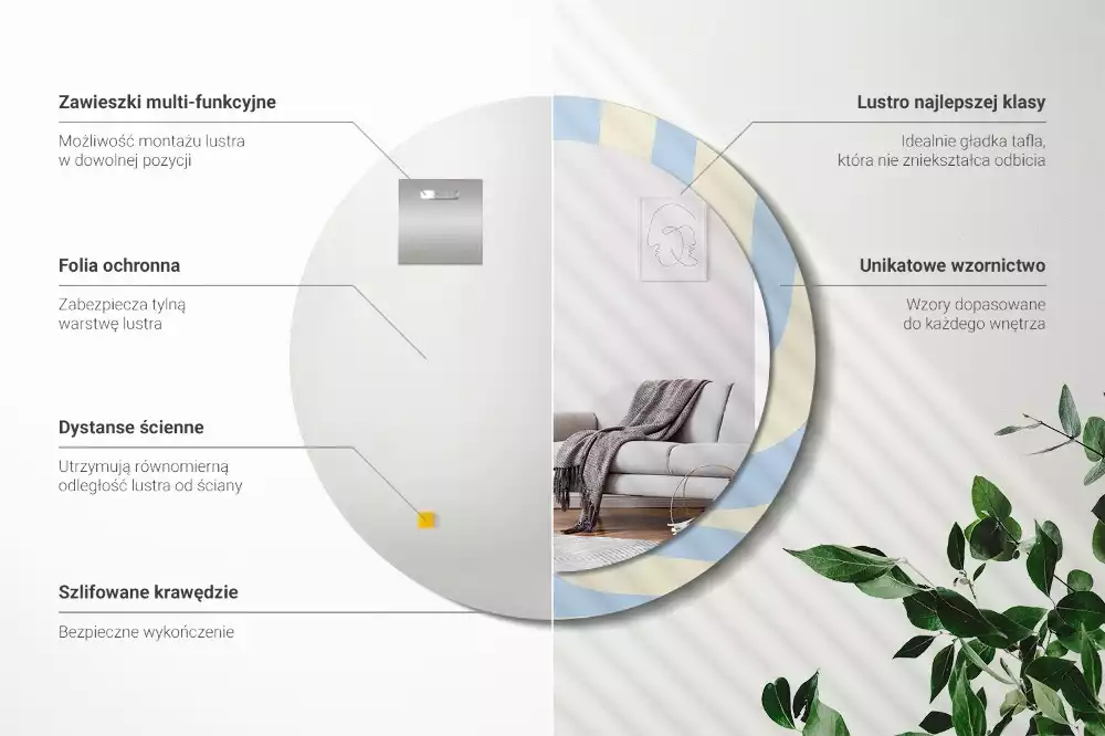 Miroir rond avec décoration Forme abstraite