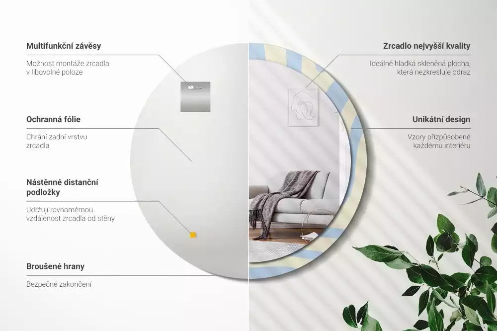 Miroir rond avec décoration Forme abstraite