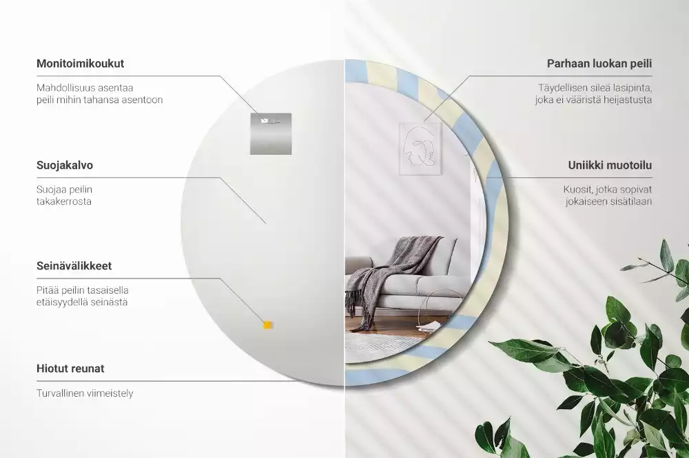 Miroir rond avec décoration Forme abstraite