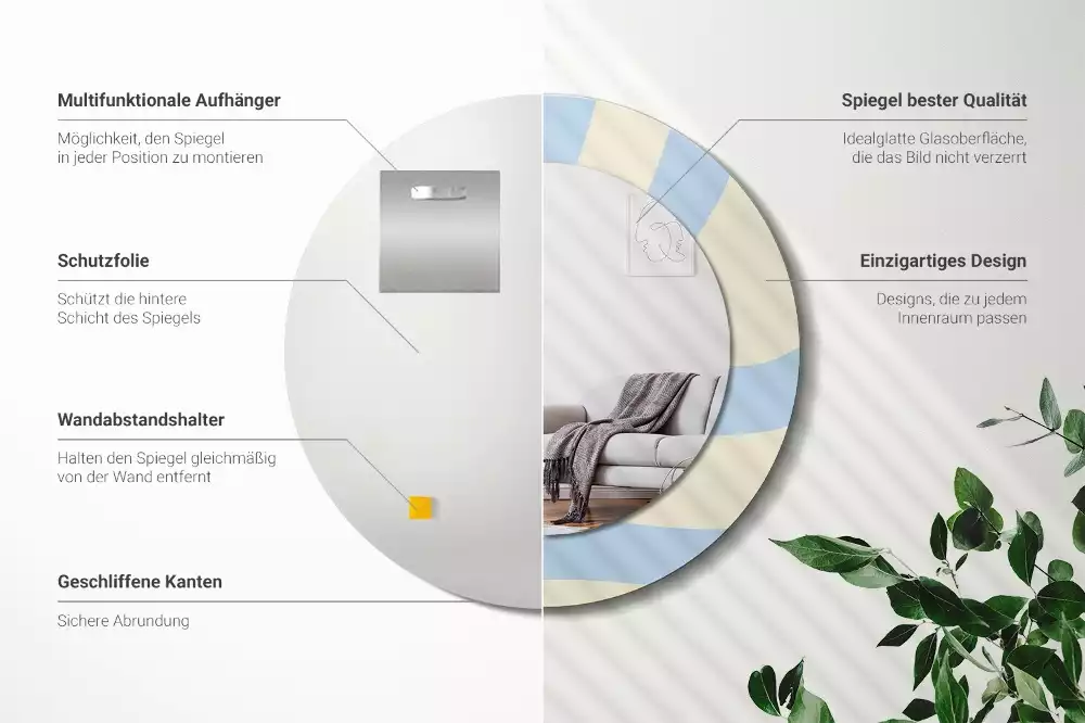 Miroir rond avec décoration Forme abstraite