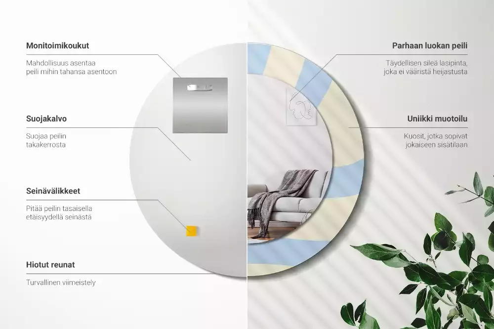 Miroir rond avec décoration Forme abstraite
