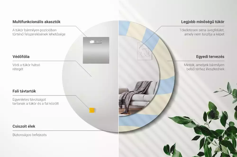Miroir rond avec décoration Forme abstraite