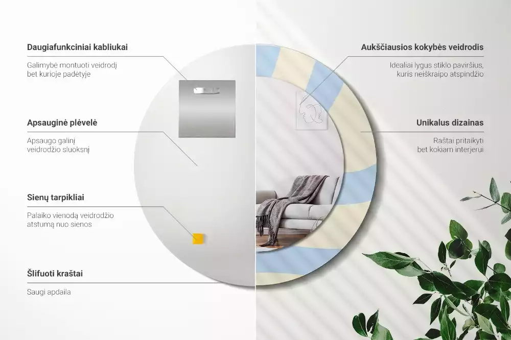 Miroir rond avec décoration Forme abstraite