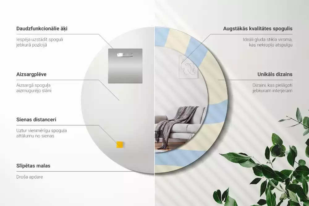 Miroir rond avec décoration Forme abstraite