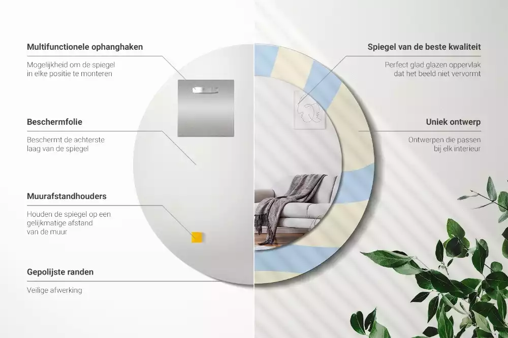 Miroir rond avec décoration Forme abstraite