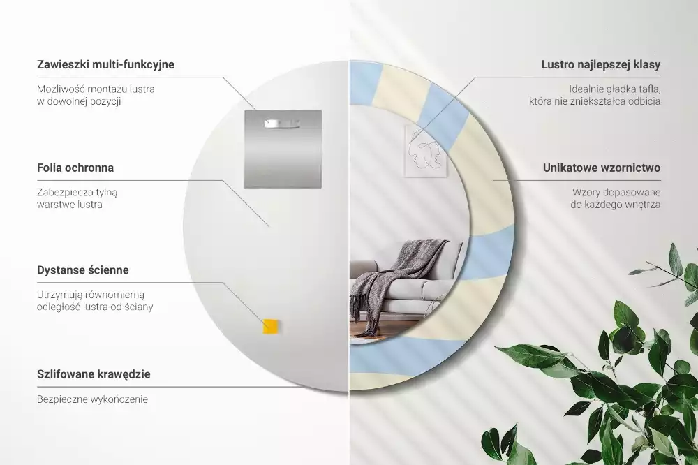 Miroir rond avec décoration Forme abstraite