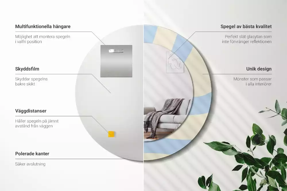 Miroir rond avec décoration Forme abstraite