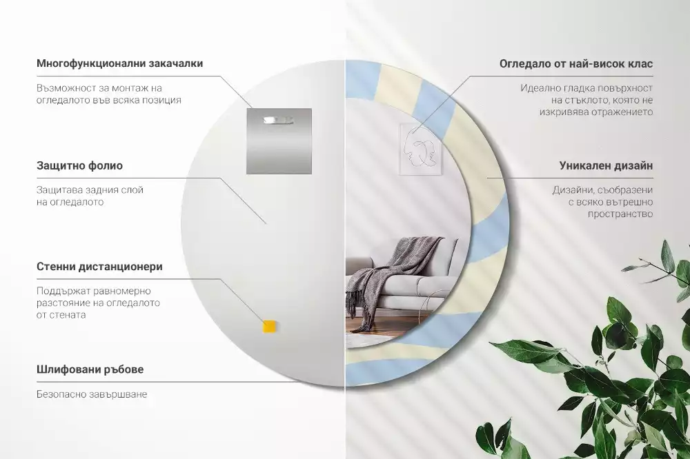 Miroir rond avec décoration Forme abstraite