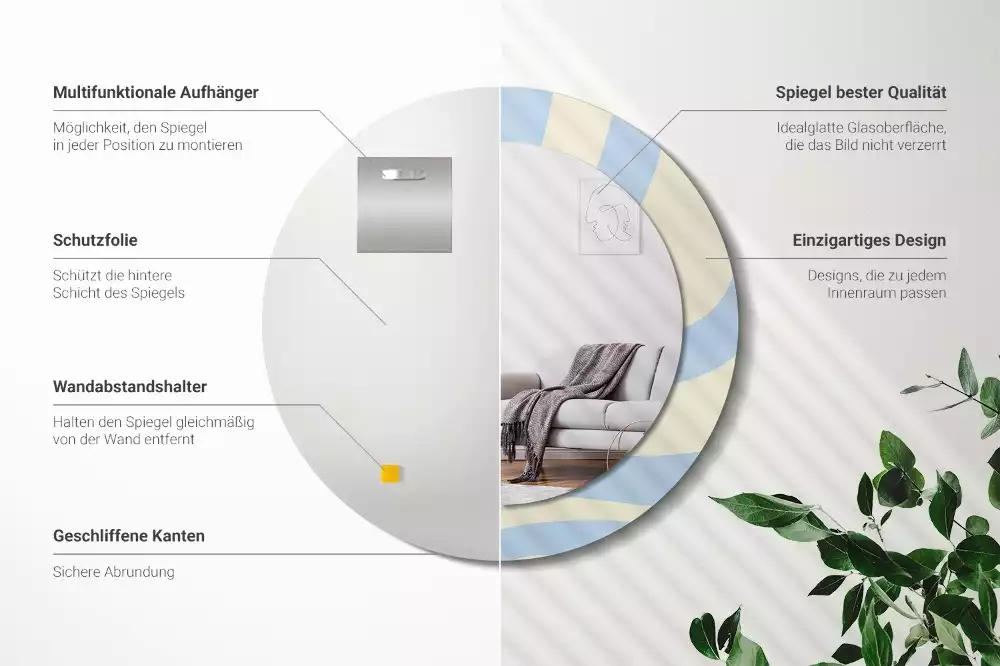 Miroir rond avec décoration Forme abstraite