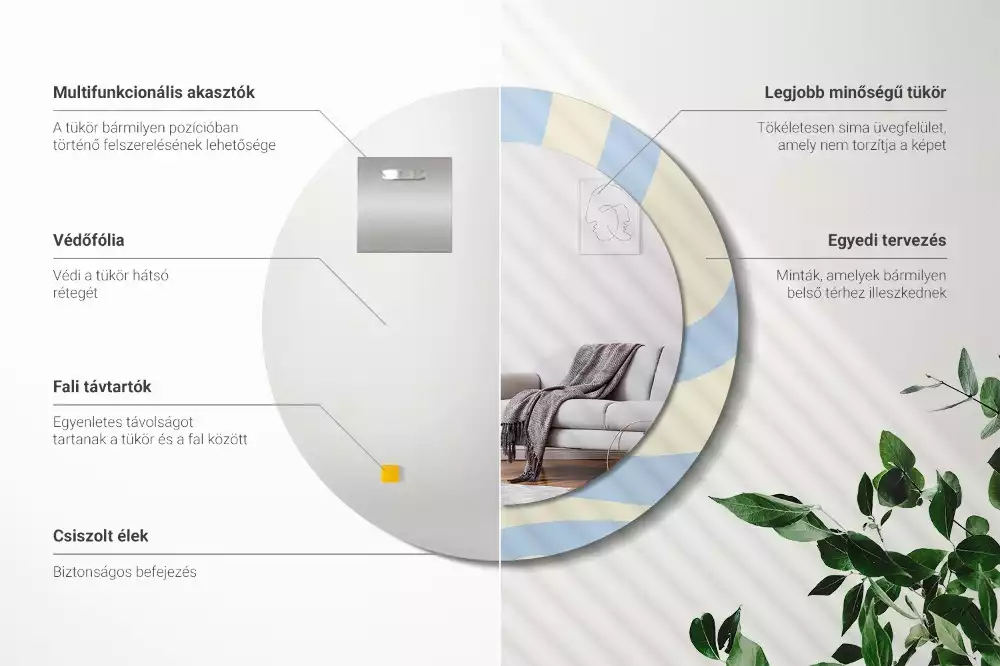 Miroir rond avec décoration Forme abstraite
