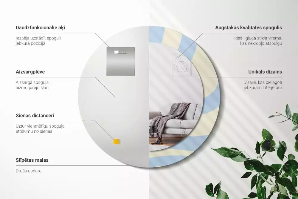 Miroir rond avec décoration Forme abstraite