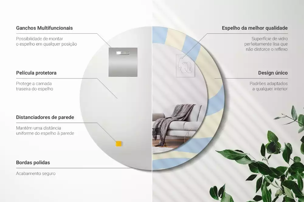 Miroir rond avec décoration Forme abstraite