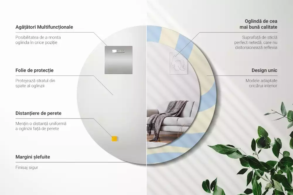 Miroir rond avec décoration Forme abstraite