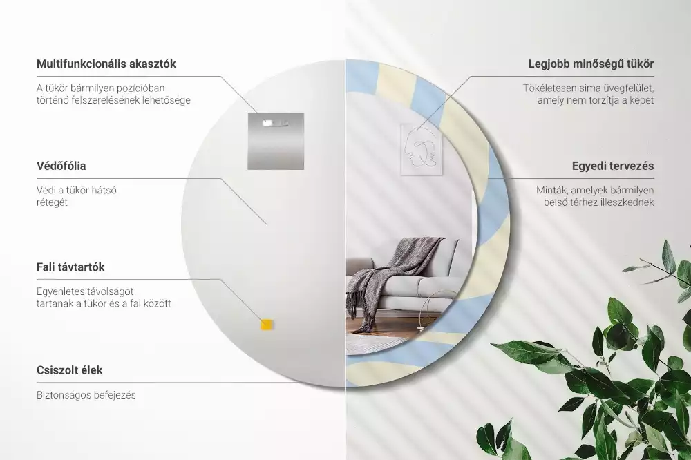 Miroir rond avec décoration Forme abstraite