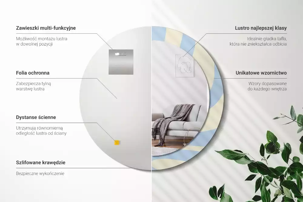 Miroir rond avec décoration Forme abstraite