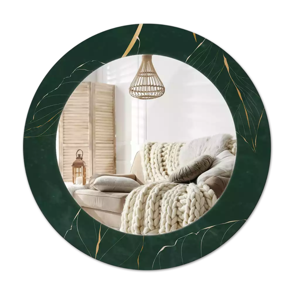 Miroir rond imprimé Contour de feuilles