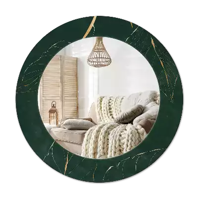 Miroir rond imprimé Contour de feuilles