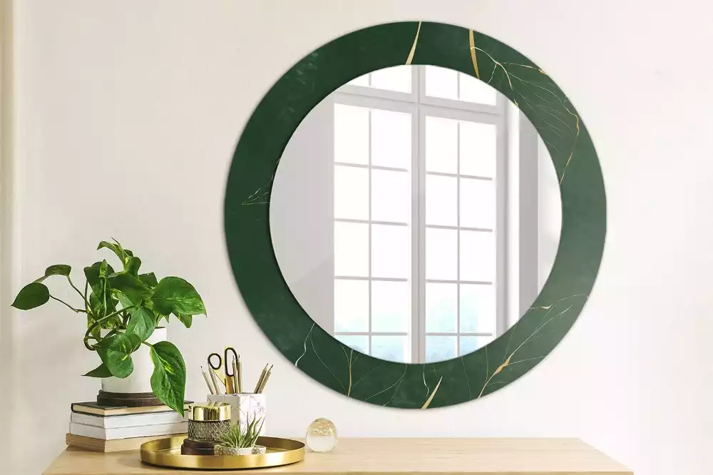Miroir rond imprimé Contour de feuilles
