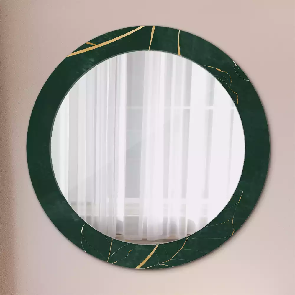 Miroir rond imprimé Contour de feuilles