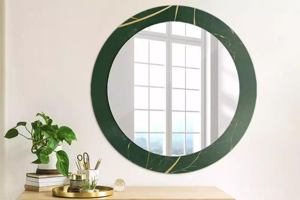 Miroir rond imprimé Contour de feuilles